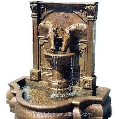 China Europe Large Outdoor Bronze Horse Head Wall Fountain Metal Garden Water Ornament for sale