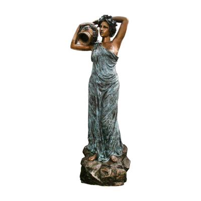 China Life Size Brass Lady Statue Bronze Fountain Pot Participation Europe Woman Sculpture for sale