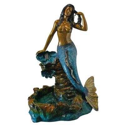 China Life Size Bronze Fountain Garden Statue Europe Brass Mermaid Sculpture for sale