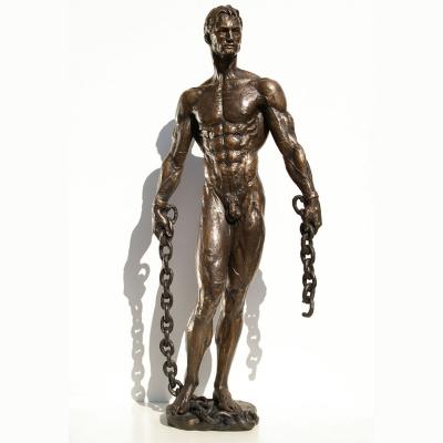 China Custom Made Life Size Bronze Nude Male Sculpture Metal Statue Europe Man Home Decor In Figure for sale