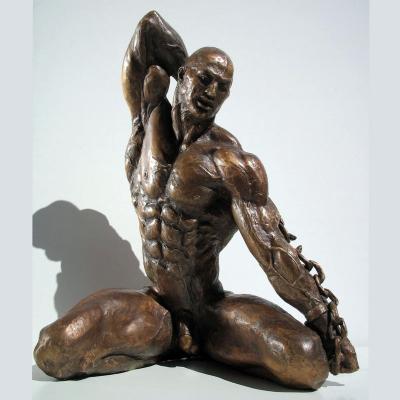 China Life Size Metal Bronze Naked Muscular Muscle Statue Europe Male Man Sculpture for sale