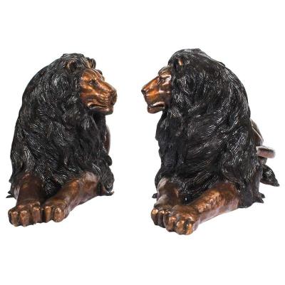 China Europe Pair Of Life Size Bronze Cast Lion Statue Brass Metal Animal Sculpture for sale