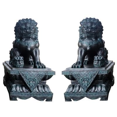 China Europe Pair Of Foo Dog Statue Life Size Bronze Metal Chinese Lions Sculpture for sale