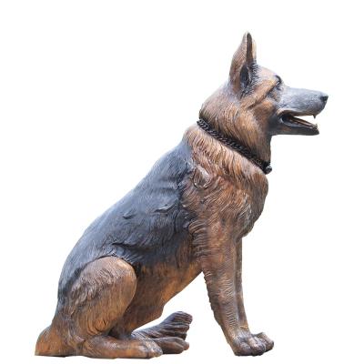 China Military Dog Memorial Life Size Bronze Statue Europe German Shepherd Brass Sculpture for sale