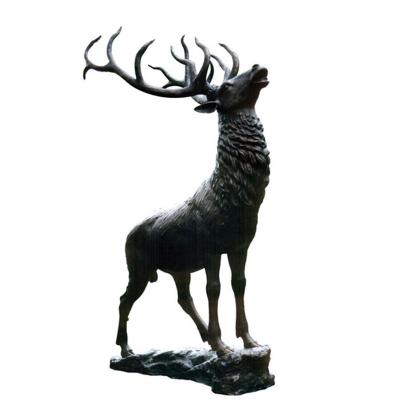 China Life Size Bronze Europe Deer Statue Cast Metal Buck Sculpture Garden Ornament for sale