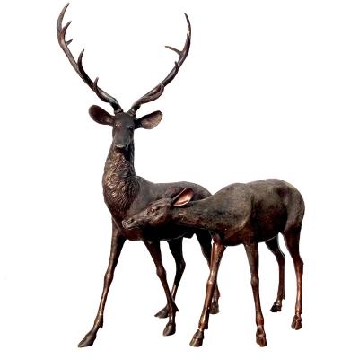 China Life Size Bronze Statue Garden Sculpture Of Europe Deer And Stag for sale