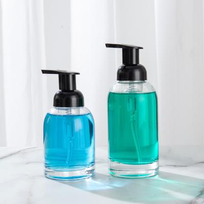 China Customized Personal Care Screen Clear Empty Hand Sanitizer Glass Soap Dispenser Foaming Liquid Bottle for sale