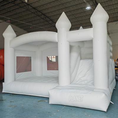 China Commercial Party White Bounce House Slide Combo Inflatable Bouncer PVC Jumping Bouncy Castle for sale