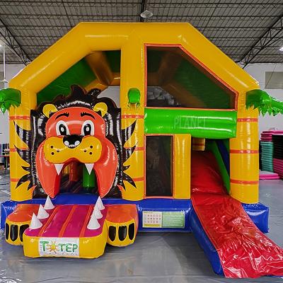 China New Type Inflatable Lion Slide Bounce Castle PVC Inflatable Bouncy House Combo For Kids for sale