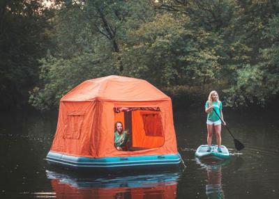 China Orange / Blue Inflatable Shoal Floating Tent / Portable Beach Pop Up Tent for sale