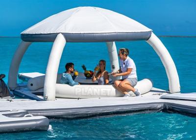 중국 3.4x3.4m Floating Inflatable Docks Water Park Inflatable Resting Island With Shade Tent 판매용