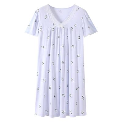 China Wholesale Breathable Maternity Clothes Short Modal Flower Sleeve Pregnancy Nursing Casual Dress Nursing Dress For Women Pajamas for sale