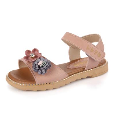 China Summer Style Kids Sandals Girls Anti-slippery Beautiful Flower Shoes Princess Kids Flat Sandals for sale