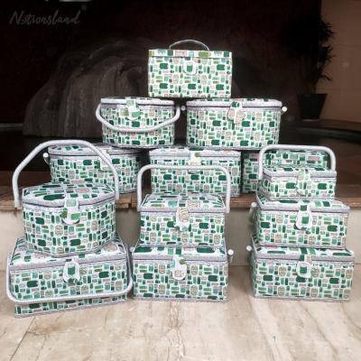 China Sustainable Wholesale Luxurious Fabric Household Green Storage Boxes For Women for sale