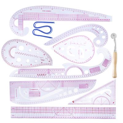 China Ruler Drawing Criterion Set Curve Ruler Tailor Measuring Kit Wheel Clear Sewing Drawing Ruler Criterion Set DIY Knife Ruler Sewing Tools for sale