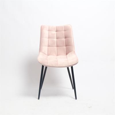 China Traditional Tufted Back Dining Chair Metal Chairs Hotel Light Pink Style Black Steel Fabric Wire Gold Mid Century Modern Frame for sale