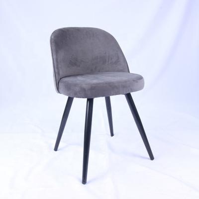 China Factory Cooling Cheap Seat Metal Leg Fabric Velvet Upholstered Dining Chair for sale