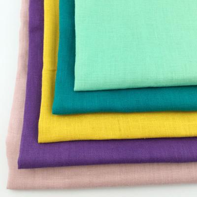 China Wrinkle Free Dyed 60*60 Plain Woven Linen Fabric 105gsm Linen Shirt Cloth for sale