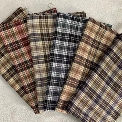 China Tartan Check Polyester Wool Materials Fabric Houndstooth Retro Plaid for sale