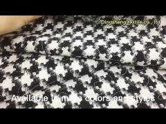 Shiner Sequins Embroidery Houndstooth Tweed Fabric