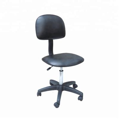 China Cleanroom Lab PU ESD Leather Chair Swivel Adjustable Anti-Static Stainless Steel 10e6~10e8ω PU Leather Upholstery 400*300mm 430*400mm 480-620mm for sale