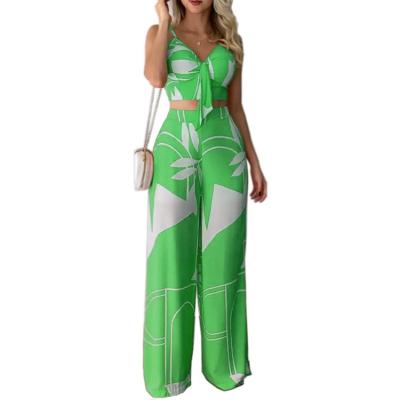 China Summer Fashion Swapping Print Plus Size Womens Suits Leg Off Pants Womens Sets for sale