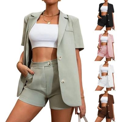 China Summer Suit Solid Color Blazer Swap High Waist Shorts Copy Plus Size Women's Suits for sale