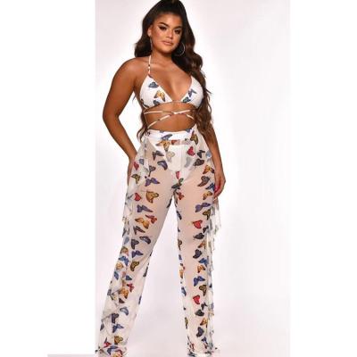 China Fashion Sexy Women's Digital QUICK DRY Plus Size Mesh Beachwear Printed Swimwear Set Bikinis Beachwear for sale