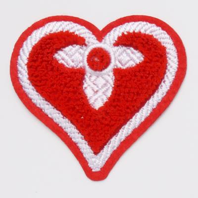 China Other Loving Heart Chenille Patch Chenille Embroidery Brand Patch Apparel Processing Logo Patch for sale