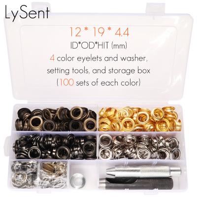 China 12mm (12/25 inch) Metal Grommet Grommet Kit 400 Sets Nickel Free For DIY Craft Shoes Leather Clothes Install Grommets Tool Kit 4 Color Grommet for sale