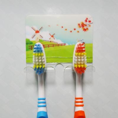 China Sustainable Stylish Toothbrush Holder Fashion Sticker Toothbrush Holder For Bathroom Sets for sale