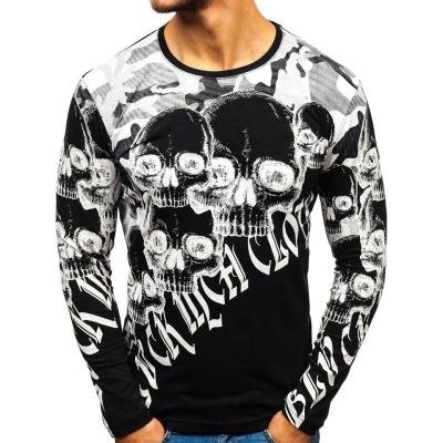 China Anti-Wrinkle Promotion Male Hip Hop Printed Long Sleeve Cotton T-Shirt for sale