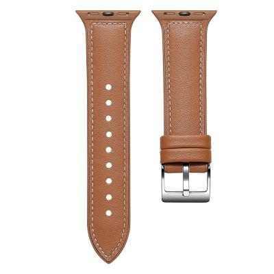 China 38mm44mm Silicone Patch Plain Waterproof Wear Resistant Leather Strap Suitable For Replacement Apple Series Strap for sale