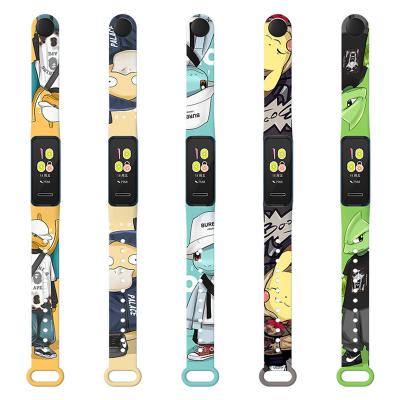 China Waterproof Wear-Resistant Silicone Sports Wristband Cartoon Anime Wristband Replacement Strap For Huawei Watchband for sale