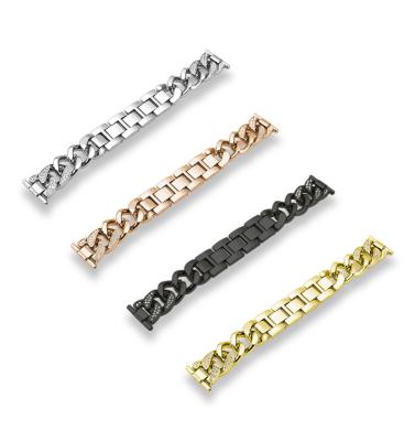 China Suitable Waterproof Wear Resistant For Apple Watch Single Row Diamond Denim Chain Strap 22mm Alloy Chain Watchband for sale