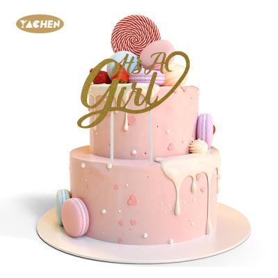 China 350GSM 350GSM Blank White Card YACHEN Custom Design Glitter Boy and Girl Party Cake Topper Party Decorations For Birthday Party Topprt Supplies for sale