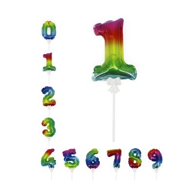 China Amazing Cake Topper Cake Inflatable Cake Balloon Topper 5 Inch Rainbow Color Happy Birthday Wedding Cake Decoration for sale