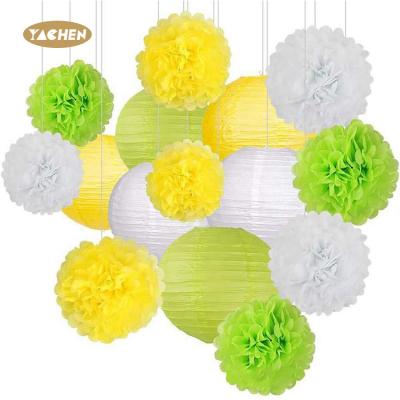 China China China YACHEN 15pcs/set Chinese Round Lamp Paper Lantern Flowers Ball For Party Wedding Decoration for sale