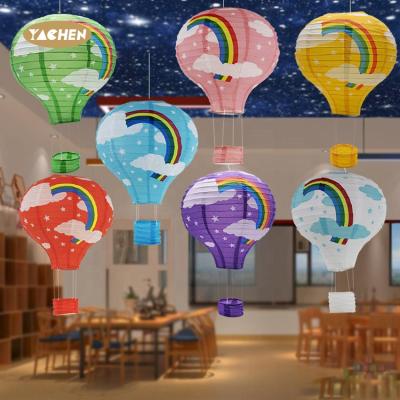 China Hot Sale YACHEN Lovely Colorful Tissue Paper Shape Air Balloon Holiday Supplies Colorful Warm Lantern Lamp For Christmas Party Supplies for sale