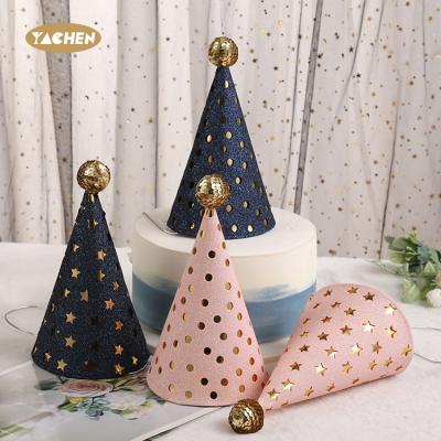 China Custom Adult Children's Hollow Sequined Ball Headed Hat Star Shape YACHEN Character Hat For Birthday Party for sale