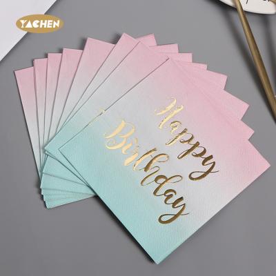 China High Quality Dot Paper Napkin Disposable Colorful Happy Birthday Party Tissue Paper YACHEN Tissue Paper Napkin Gold Printed Napkin for sale