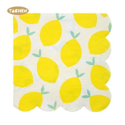 China High Quality YACHEN Lemon Printing Paper Napkins Fruit Napkins Bulk For Kids Party Eco-Friendly Paper Napkins Supplies for sale