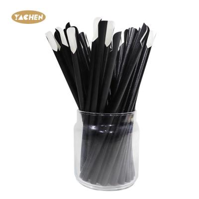 China 100pcs Kraft Paper 210*8mm Black Used For Smoothies And Milkshake Drinking Kraft Paper Spoon Eco-friendly Straw for sale