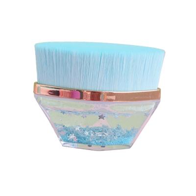 China Fan Brush foundation brush blue pink yellow purple blue flat bottom quicksand foundation brush with protective box for sale