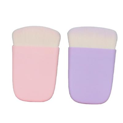 China Fan Brush Wholesale BLD Custom Wooden Handle Synthetic Fiber Facial DIY Small Foundation Brush Mini Face Mask Brush Bag Light OEM Hair for sale