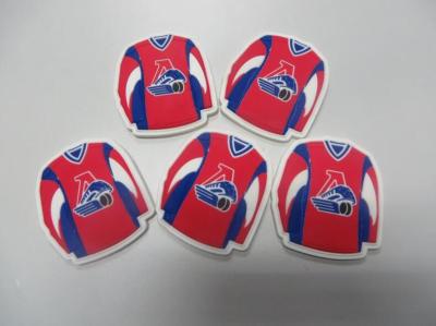 China Personalized Football Red Blue T-Shirt Shape Soft PVC Fridge Magnet With Embossed Logo For Souvenirs for sale