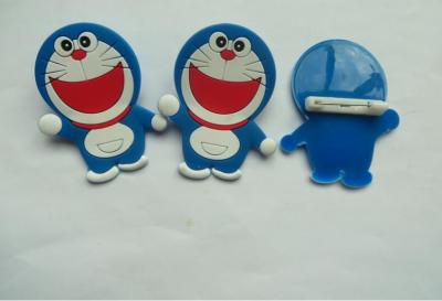 China 2D/3D Cute Doraemon Shape Rubber PVC Label Pins Badges With Safety Clip For School Backpack Decoration for sale