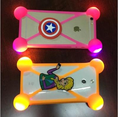 China Hot Sale Universal Silicone Phone Case 3D Cartoon LED Flash Light Phone Cover For Iphone Accessories for sale