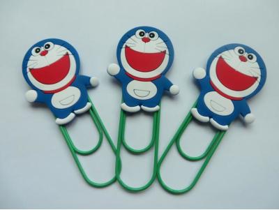 China Lovely Doraemon Rubber PVC Bookmark With Green Clip , Mini Size , Best Christmas Gift For Children for sale