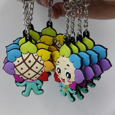 China Colorful Flower Shape PVC Toy Keychain Key Holder With High Quality Metal Chain, Double-sided Embossed Logo for sale